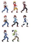  00s 10s 6+boys 90s aiakasa-sakura backwards_hat baseball_cap black_hair blue_eyes brown_eyes brown_hair calme_(pokemon) closed_eyes denim fingerless_gloves glasses gloves gold_(pokemon) gold_(pokemon)_(classic) green_hair grey_eyes hat jacket jeans kouki_(pokemon) kyouhei_(pokemon) leggings male_focus multiple_boys n_(pokemon) open_clothes open_jacket pants pokemon pokemon_(game) pokemon_bw pokemon_bw2 pokemon_dppt pokemon_gsc pokemon_rgby pokemon_rse pokemon_sm pokemon_xy ponytail pose red_(pokemon) red_(pokemon)_(classic) red_eyes scarf shoes short_hair shorts sneakers sunglasses sunglasses_on_head touya_(pokemon) visor_cap yellow_eyes yellow_gloves yuuki_(pokemon) z-move 