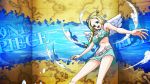  bikini blonde_hair breasts cleavage clouds conis one_piece tagme wings 