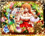  black_hair breasts christmas cleavage koala_(one_piece) large_breasts long_hair looking_at_viewer nami_(one_piece) nico_robin one_piece orange_hair tagme tattoo 