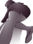  1girl ass climbing cyclops formal from_behind kouda_tomohiro manako monochrome monster_girl monster_musume_no_iru_nichijou one-eyed panties panties_under_pantyhose pantyhose shadow skirt_suit solo suit underwear 