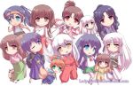  6+boys 6+girls animal_ears apron armor ascot bangs barefoot black_hair blue_eyes bow brown_eyes brown_hair cat chibi crescent_moon_symbol dog_ears dress earrings facial_mark fan folding_fan fox_tail fur fur_vest green_eyes grey_eyes hair_bow hair_flower hakama hand_print headband higurashi_kagome inuyasha inuyasha_(character) kagura_(inuyasha) kanna_(inuyasha) kikyou_(inuyasha) kimono kirara kitsune kouga lady_suchiko leaf_print loafers long_hair long_sleeves low_tied_hair miko miroku miroku_(inuyasha) mirror monk multiple_boys multiple_girls naraku necklace open_mouth orange_hair orange_skirt pale_skin pleated_skirt pointy_ears ponytail red_eyes rin_(inuyasha) running sandals sango sash school_uniform serafuku sesshoumaru shikon_no_tama shippou_(inuyasha) simple_background skirt socks spinning_top sword tail tetsusaiga uniform white_background white_hair white_legwear wink yellow_eyes 