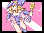  1girl artist_request bare_legs blonde_hair boots breasts dark_magician_girl duel_monster female hat legs magical_girl skirt smile solo wand witch_hat yu-gi-oh! yuu-gi-ou_duel_monsters 