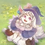  androgynous artist_request furry hat long_hair nature plant rabbit solo violet_eyes white_hair witch_hat 