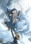  1girl ainu_clothes artist_request asirpa bow_(weapon) golden_kamuy retar snow weapon wolf 