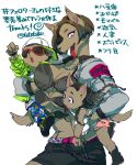  1boy 2girls artist_request carrying dog furry motherly multiple_breasts multiple_girls multiple_nipples short_hair tongue violet_eyes 