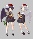  2girls black_hair camel_(dansen) female grey_hair hat kishin_sagume multiple_girls open_mouth shameimaru_aya smile touhou 