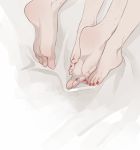  2boys barefoot body_blush close-up feet hiki_yuichi kashuu_kiyomitsu male_focus multiple_boys nagasone_kotetsu nail_polish personification red_nails toenail_polish touken_ranbu 