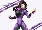  1girl black_hair bodysuit breasts hair_down han_juri lipstick short_hair solo street_fighter violet_eyes 