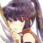  1girl akatsuki_(log_horizon) black_eyes black_hair detached_sleeves eyebrows eyebrows_visible_through_hair log_horizon long_hair moguraana ponytail solo 