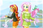    3girls alligator flier fluttershy multiple_girls my_little_pony my_little_pony_equestria_girls my_little_pony_friendship_is_magic personification pinkie_pie rabbit sunset_shimmer tagme uotapo 