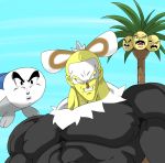  alolan_exeggutor broly cutiefly dragon_ball dragonball_z exeggutor legendary_super_saiyan muscle nintendo paragus parody pokemon pokemon_sm smile vegeta wishiwashi 