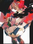  1girl anabone bow cape commentary_request covered_mouth hat hat_ribbon highres long_sleeves open_mouth red_eyes ribbon sekibanki shirt short_hair skirt smoke solo touhou 