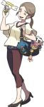  brown_hair dolls npc_trainer official_art pokefan pokemon ponytail sugimori_ken 