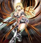  bikini_armor blonde_hair blue_eyes breasts crimsonblacksun large_breasts long_hair sword 