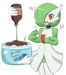  1girl blush chocolate cleavage gardevoir ice_cream jcdr pokemon red_eyes 