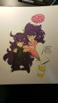  2girls blush glasses green_eyes hex_maniac_(pokemon) looking_at_viewer milf multiple_girls npc_trainer pokemon purple_hair sweater violet_eyes wicke_(pokemon) 