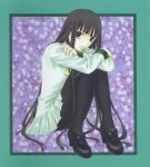  1girl bangs black_legwear fruits_basket long_hair official_art sitting solo souma_isuzu 