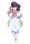  10s 1girl ed_herny glasses green_eyes pokemon pokemon_(game) pokemon_sm purple_hair solo wicke_(pokemon) wide_hips 