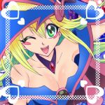  1girl blonde_hair dark_magician_girl dated duel_monster female looking_at_viewer magical_girl solo wink witch_hat yu-gi-oh! yuu-gi-ou_duel_monsters 