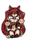  1girl animal_ears bare_shoulders cleavage female long_hair long_twintails looking_at_viewer navel redhead shingeki_no_bahamut simple_background sleeveless solo thigh-highs twintails upper_body very_long_hair white_background zana 