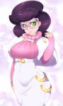  10s 1girl breasts cheezayballz glasses green_eyes pokemon pokemon_(game) pokemon_sm purple_hair solo wicke_(pokemon) 