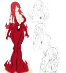  1girl astaroth bare_shoulders breasts character_sheet cleavage concept_art dress female fire full_body large_breasts long_hair looking_at_viewer naughty_face nipples potion_(moudamepo) redhead saliva shiny shiny_skin sideboob sketch taimanin_asagi taimanin_asagi_battle_arena tattoo tongue tongue_out yellow_eyes 