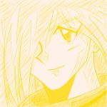  1boy artist_request gourry_gabriev light_smile long_hair looking_at_viewer monochrome official_style portrait slayers solo 