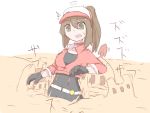  10s 1girl belt brown_hair choker dea_shuu female_protagonist_(pokemon_go) gloves green_eyes hat open_mouth palossand pokemon pokemon_(creature) pokemon_go ponytail sand sand_castle sinking vore 