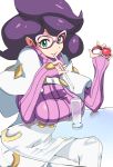  10s 1girl ceda_(dace) glasses green_eyes pokemon pokemon_(game) pokemon_sm purple_hair sucking wicke_(pokemon) 