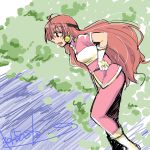  1girl artist_request female from_side hairband lina_inverse long_hair looking_away outdoors red_eyes redhead slayers solo sorcerer 