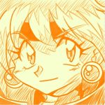  1girl 90s artist_request female hairband light_smile lina_inverse looking_at_viewer monochrome official_style portrait slayers solo sorcerer 