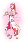  10s 1girl 2016 absurdres alternate_costume alternate_hairstyle bare_shoulders blue_eyes chloe_ji comfey flower full_body hat highres joy_(pokemon) long_hair looking_at_viewer nurse_cap open_mouth pink_hair pokemon pokemon_(creature) pokemon_(game) pokemon_sm ponytail sandals signature smile solo 