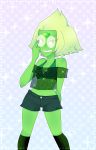  1girl glasses green_skin grin peridot_(steven_universe) shorts solo steven_universe 