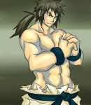  1boy black_hair elite_four fist_in_hand male_focus manly muscle pokemon shiba_(pokemon) solo topless 