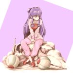  1girl annoyed chui female koh_(oab71kq3) long_hair looking_away official_style purple_hair ranma_1/2 shampoo_(ranma_1/2) sitting solo weapon 