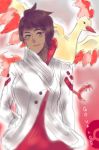  10s brown_eyes brown_hair candela_(pokemon) looking_at_viewer moltres pokemon pokemon_go short_hair 