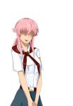  clothes gasai no_eyes pink_hair render solo teeth v v_arms yuno 