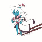 1girl animated animated_gif blue_skin bracelet crossed_arms fang habijob jewelry monster_girl moving mystery_skulls necklace rolling_girl_(vocaloid) shiromori_(mystery_skulls) solo standing white_hair 