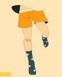  1boy artist_name male_focus no_shoes noeyebrow_(mauve) original shorts simple_background socks solo star unmoving_pattern 
