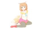  1girl animal_ears artist_request bowtie brown_hair green_eyes highres koto_(yuu_yuu_hakusho) short_hair shorts simple_background tail yuu_yuu_hakusho 