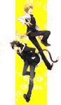  black_hair blonde_hair cat_ears durarara!! heiwajima_shizuo inu_mimi jacket orihara_izaya tail uniform 