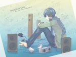  blue_hair headphones kaito music scarf short_hair vocaloid 