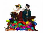  albino axis_powers_hetalia blonde_hair boots cloak flower gloves green_eyes hat jacket pirate prussia red_eyes sword uniform united_kingdom white_hair 