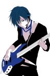  blue_eyes blue_hair headphones kaito musical_instrument short_hair vocaloid 