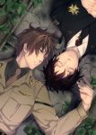  axis_powers_hetalia brown_hair couple green_eyes necktie sleeping south_italy spain uniform yaoi 