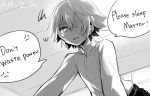  1boy annoyed bandage child collared_shirt english from_below looking_at_viewer male_focus monochrome no_hat oliver_(vocaloid) open_mouth solo suiseita_ichi vocaloid 