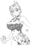  1girl bare_shoulders breasts china_dress chinese_clothes dated dress erect_nipples female hair_ribbon large_breasts long_hair looking_at_viewer monochrome ribbon shaman_king sleeveless sleeveless_dress smile solo tao_jun tsukudani_(coke-buta) 