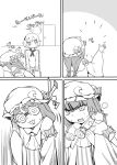  2girls alice_margatroid comic female glasses hair_ornament highres long_hair monochrome multiple_girls patchouli_knowledge short_hair touhou upper_body white_background yassy 