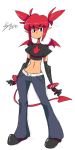 1girl asuna_(pokemon) bigdead93 breasts etna female fusion looking_at_viewer nintendo pokemon redhead succubus tail twintails wings 