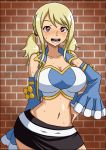  artist_request blonde_hair blush fairy_tail heart heart-shaped_pupils lucy_heartfilia open_mouth skirt symbol-shaped_pupils 